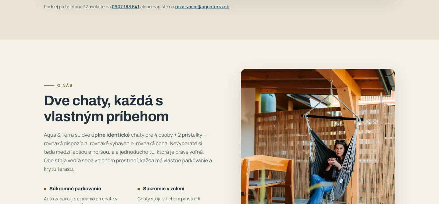 Sekcia O nás na webe Aqua & Terra