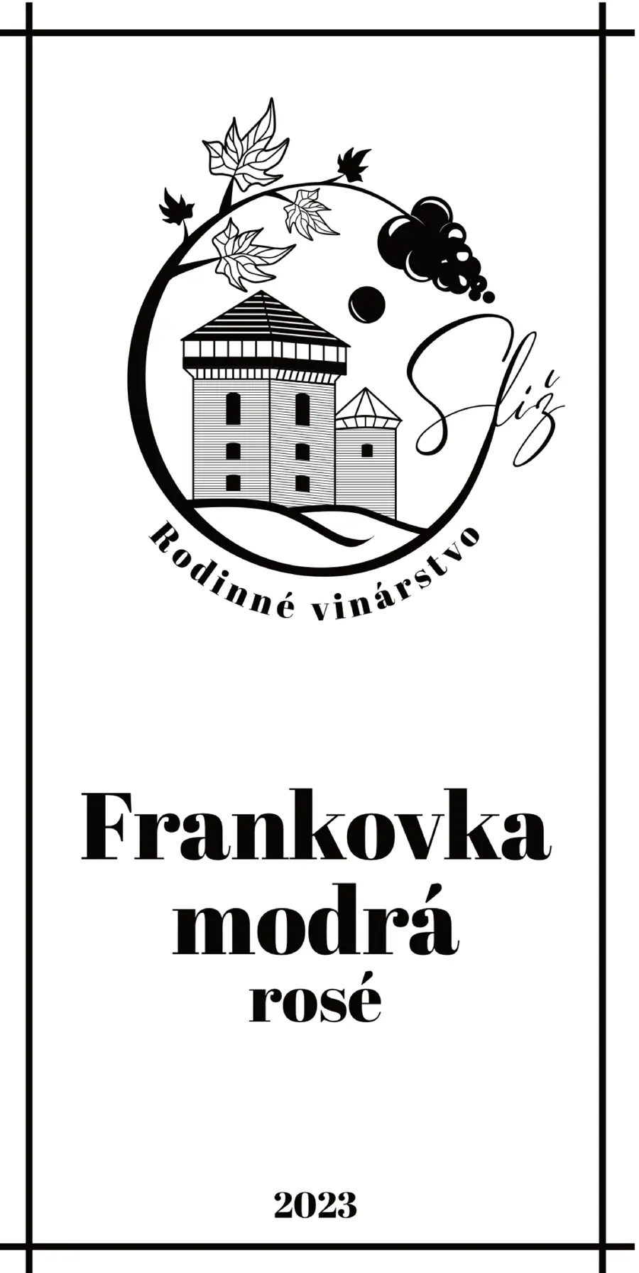 Etiketa na víno Frankovka modrá rosé pre Vinárstvo Sliz