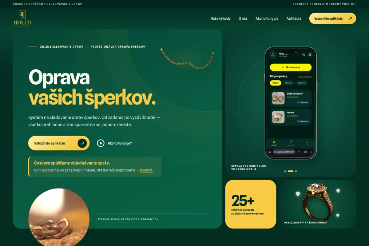 Váš Zlatník – systém na sledovanie opráv šperkov
